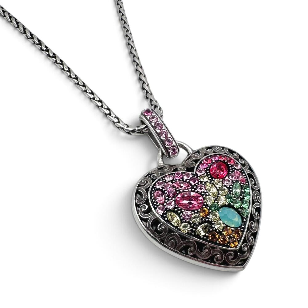 Brighton Crystal Voyage Multicolor Crystal Heart Necklace Retired